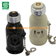 Dual Outlets Light Socket Lamp Holder with Pull Chain